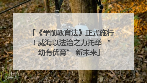 《学前教育法》正式施行！威海以法治之力托举 “幼有优育” 新未来