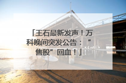 王石最新发声！万科晚间突发公告：“售股”回血！