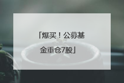 爆买！公募基金重仓7股