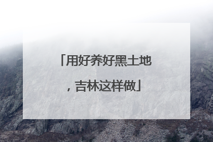 用好养好黑土地，吉林这样做