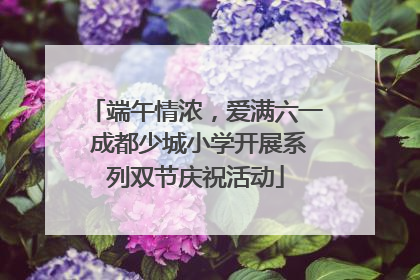 端午情浓，爱满六一 成都少城小学开展系列双节庆祝活动