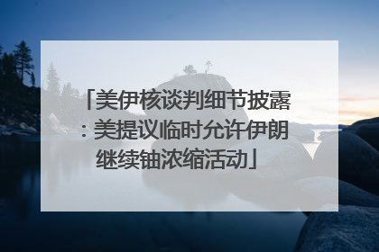 美伊核谈判细节披露：美提议临时允许伊朗继续铀浓缩活动