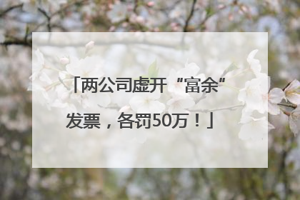 两公司虚开“富余”发票，各罚50万！