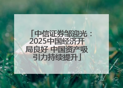 中信证券邹迎光：2025中国经济开局良好 中国资产吸引力持续提升