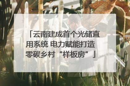 云南建成首个光储直用系统 电力赋能打造零碳乡村“样板房”