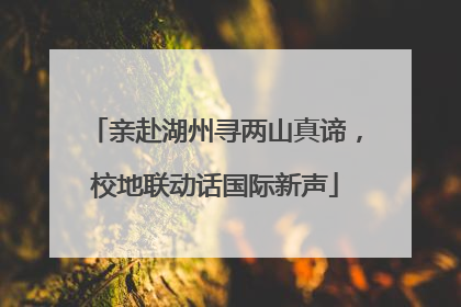 亲赴湖州寻两山真谛，校地联动话国际新声