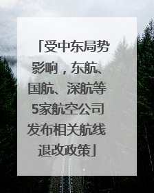 受中东局势影响，东航、国航、深航等5家航空公司发布相关航线退改政策