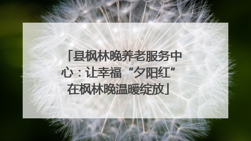 县枫林晚养老服务中心：让幸福“夕阳红”在枫林晚温暖绽放