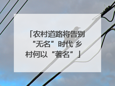 农村道路将告别“无名”时代 乡村何以“著名”