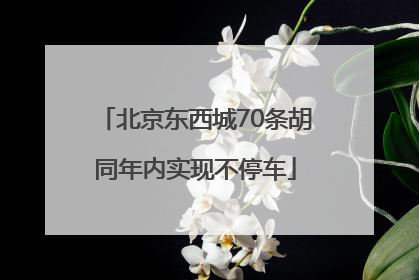 北京东西城70条胡同年内实现不停车