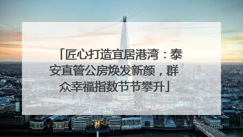 匠心打造宜居港湾：泰安直管公房焕发新颜，群众幸福指数节节攀升