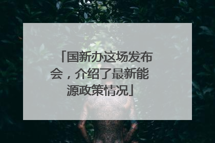 国新办这场发布会，介绍了最新能源政策情况