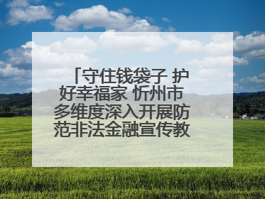 守住钱袋子 护好幸福家 忻州市多维度深入开展防范非法金融宣传教育系列活动