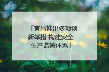 宜昌推出多项创新举措 构建安全生产监管体系