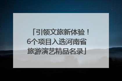 引领文旅新体验！6个项目入选河南省旅游演艺精品名录
