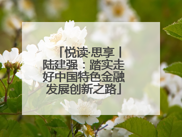 悦读·思享丨陆建强：踏实走好中国特色金融发展创新之路
