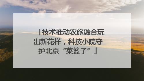 技术推动农旅融合玩出新花样，科技小院守护北京“菜篮子”