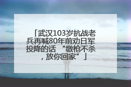 武汉103岁抗战老兵再喊80年前劝日军投降的话 “缴枪不杀，放你回家”
