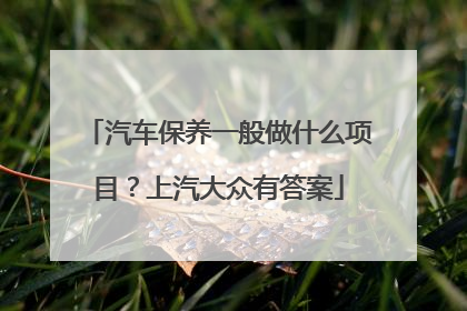 汽车保养一般做什么项目？上汽大众有答案