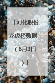 河化股份龙虎榜数据（6月3日）