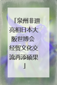 泉州非遗亮相日本大阪世博会 经贸文化交流再添硕果