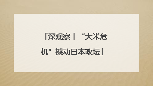 深观察丨“大米危机”撼动日本政坛