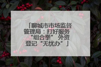 聊城市市场监督管理局：打好服务“组合拳” 外资登记“无忧办”