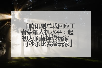 腾讯副总裁回应王者荣耀人机水平：起初为顶替掉线玩家，可秒杀比赛级玩家