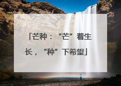 芒种：“芒”着生长，“种”下希望