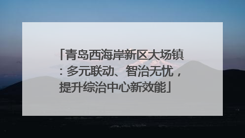 青岛西海岸新区大场镇：多元联动、智治无忧，提升综治中心新效能