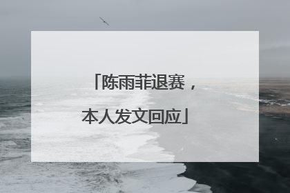 陈雨菲退赛，本人发文回应