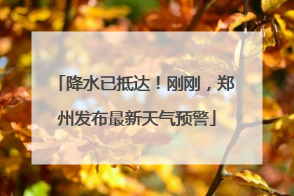 降水已抵达！刚刚，郑州发布最新天气预警