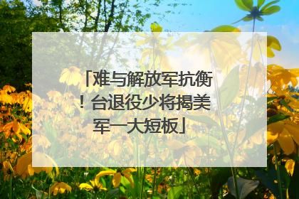 难与解放军抗衡！台退役少将揭美军一大短板