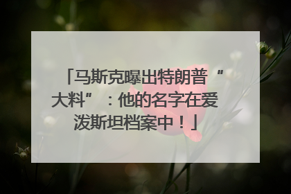 马斯克曝出特朗普“大料”：他的名字在爱泼斯坦档案中！