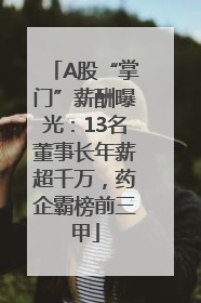 A股“掌门”薪酬曝光：13名董事长年薪超千万，药企霸榜前三甲